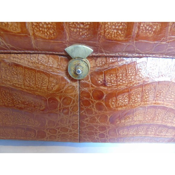 Vintage 1960's Genuine Alligator Handbag Brass Hardware Handmade In Florida - Picture 3 of 10